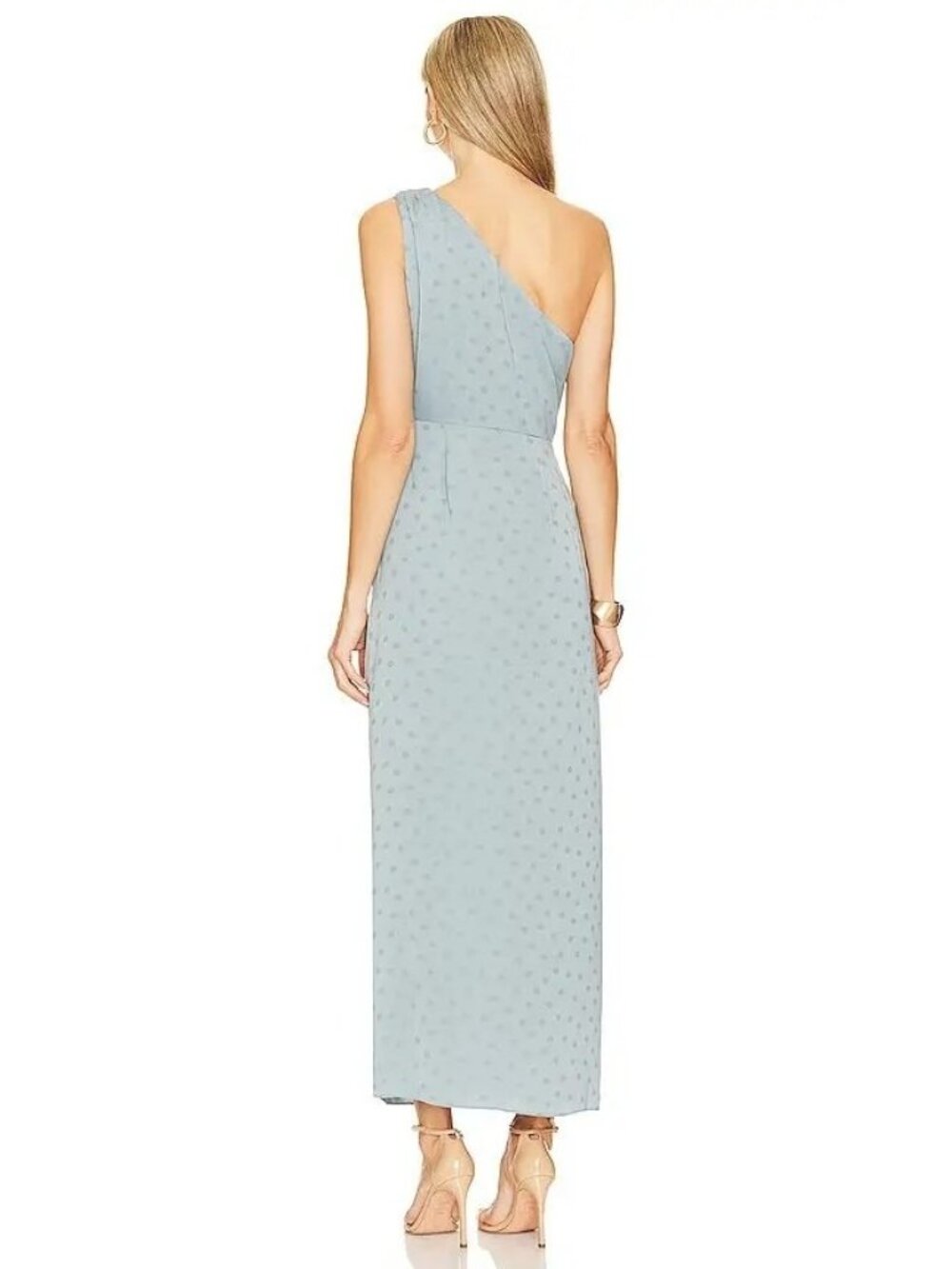 🆕FAVORITE DAUGHTER The Singles Table One Shoulder Gown Dress Polka Dot Blue 2 - Picture 9 of 16
